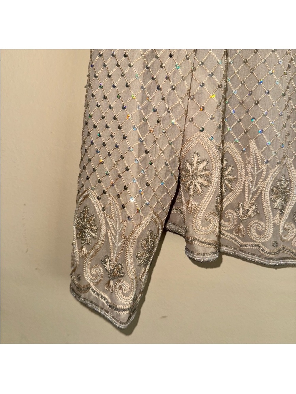 Vintage Adrianna Papell Occasions 100% Silk Elegant Grid Topper Jacket Sz 14 NEW - Picture 4 of 14